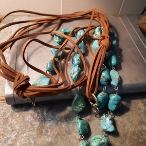 Leather and turquoise necklace